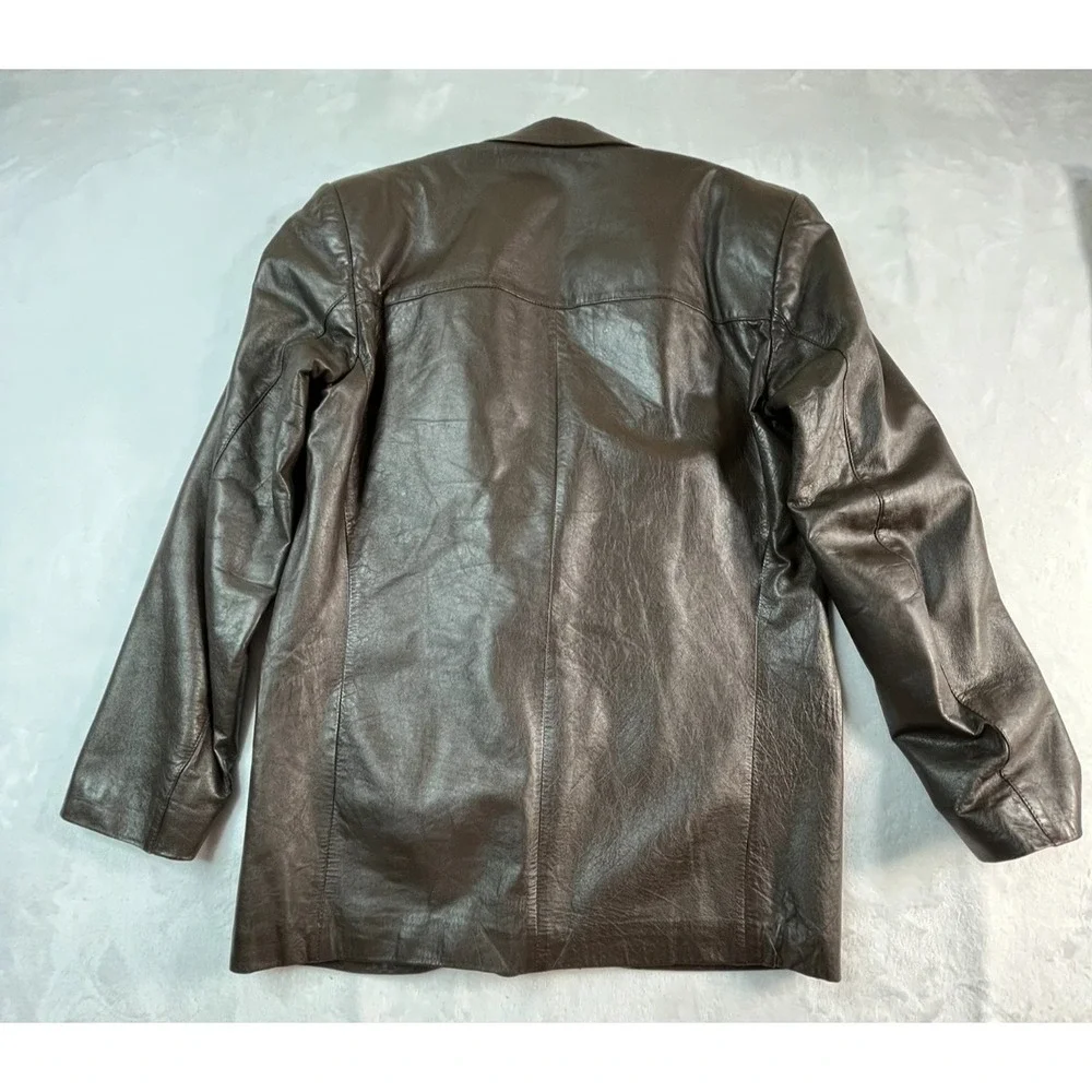VERA PELLE Mens‎ 48 (M) Blazer Lether Brown 2-button Soft